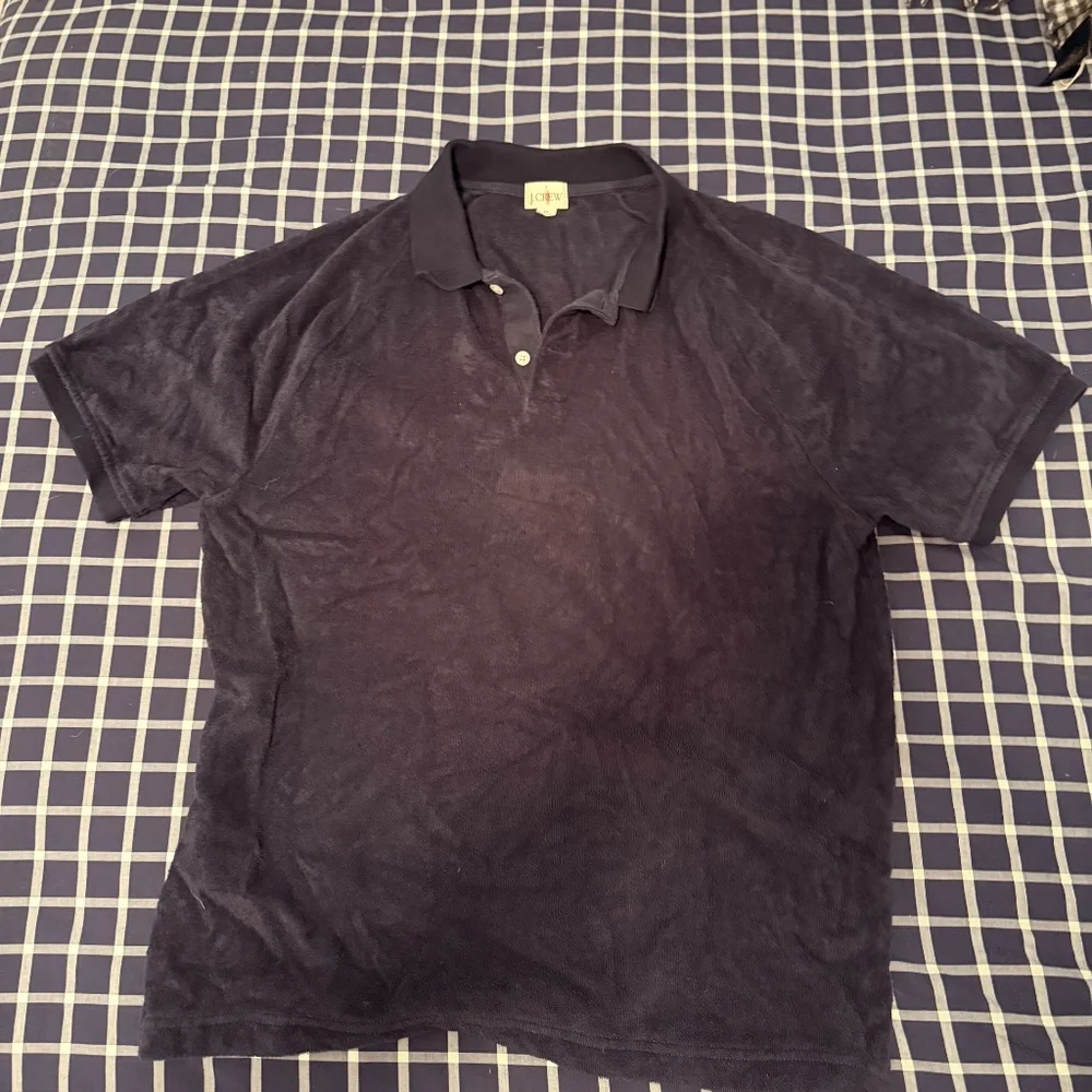 J.Crew Navy Terry Cloth Polo Shirt – Men’s Medium – Retro Resort Style - Picture 2 of 7